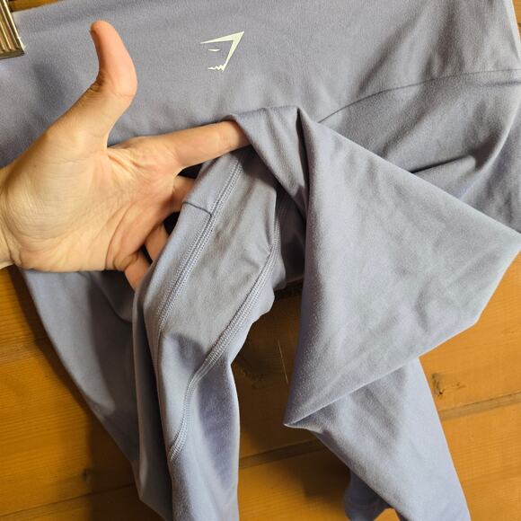 Gymshark Training Crop Leggings Light Blue Stretchy Pull On High Rise Booty Seam - Picture 5 of 6